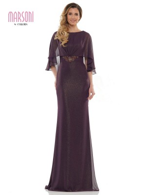 Size 18 Eggplant Marsoni by Colors MV1130 Mothers Cape Top Gown