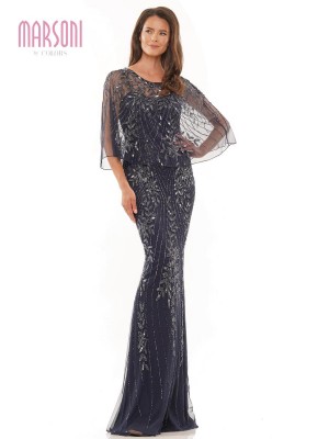 Marsoni by Colors MV1201 Beaded MOB Gown with Short Cape