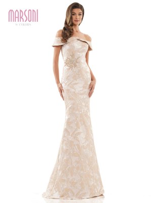 Marsoni by Colors MV1223 Jacquard Off Shoulder Gown
