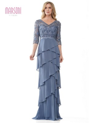 Marsoni by Colors MV1244 Tiered Ruffle Mothers Gown