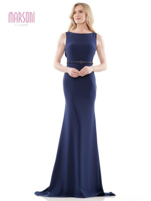 Marsoni by Colors MV1250 Sheer Beaded Ruffle Back Gown