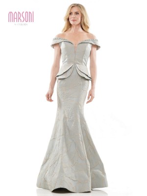 Marsoni by Colors MV1252 Off Shoulder Peplum Mothers Gown