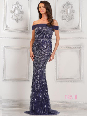 Marsoni by Colors MV1301 Beaded Lace Fitted Mothers Gown