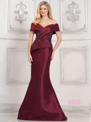 Marsoni by Colors MV1312 Off Shoulder Peplum Gown