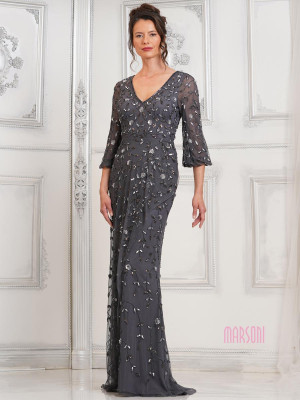 Marsoni by Colors MV1320 Sheer Beaded Mother of Bride Gown
