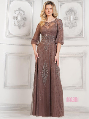 Marsoni by Colors MV1323 Sheer Beaded Mothers Gown
