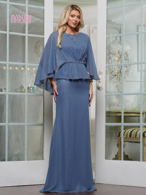 Marsoni by Colors MV1338 Draped Cape Sleeve MOB Gown