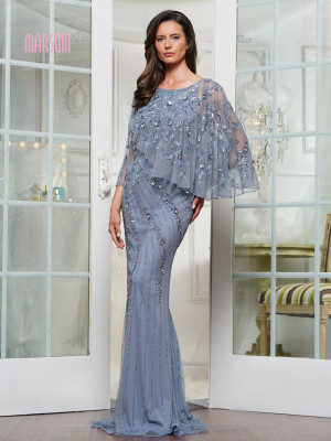 Marsoni by Colors MV1343 Beaded Cape Top MOB Gown