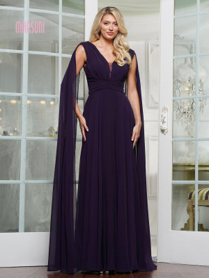 Marsoni by Colors MV1349 Chiffon Gown with Long Drapes