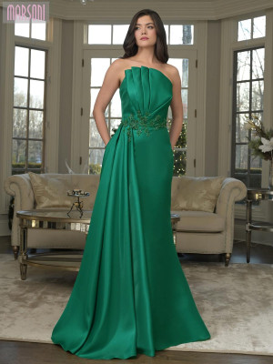 Marsoni by Colors MV1356 Long Party Dress With Vertical Pleats On Bodice