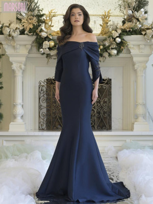 Marsoni by Colors MV1360 Long Formal Party Gown With Pleated Draped