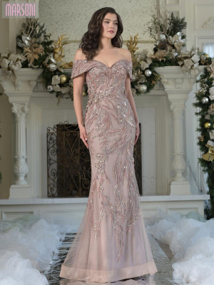 Marsoni by Colors MV1372 Long Evening Dress With Beaded Lace Fit