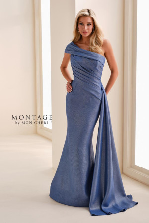 Montage M4205 Long Mother Of The Groom Dress with Sculpted One-Shoulder