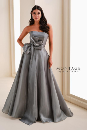 Montage M4207 Semi-Formal Dress Sleek Liquid Crystal Organza A-Line