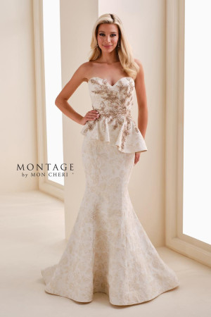 Montage M4208MKD Formal Party Gown Asymmetrical Peplum Mermaid