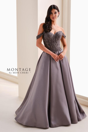 Montage M4211 Long Wedding Mother Dress Off Shoulder Refined A-Line