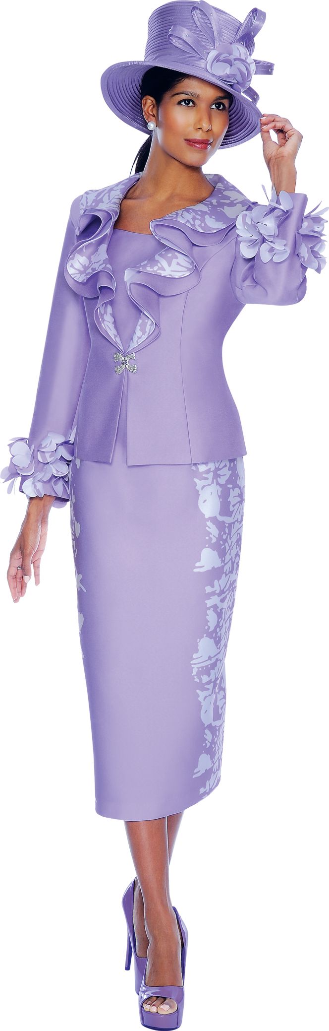 Nubiano N94202 Womens Church Suit with Ruffles: French Novelty