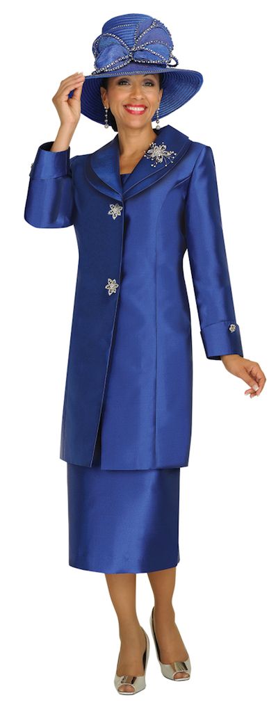 Nubiano N95842 Womens Navy Blue Church Suit with Long ... Nubiano N95842 Womens Navy Blue Church Suit with Long ...