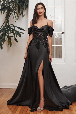 Ladivine OC012 Draped Off Shoulder Gown