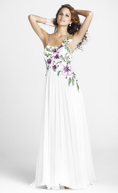 flower applique chiffon gown
