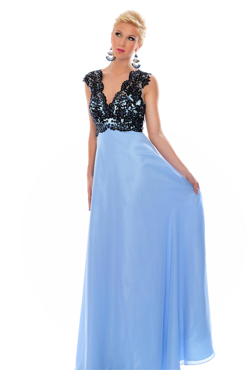 French Novelty Precious Formals P35083 Chiffon Prom Dress with Lace