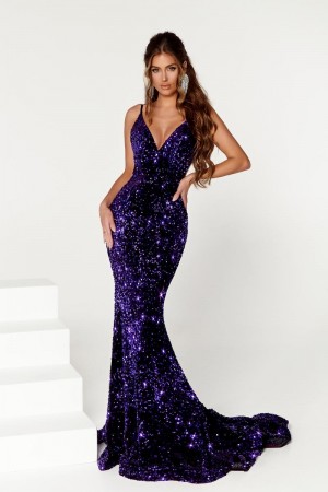 Portia and Scarlett PS21235 Alluring Deep V Sequin Gown