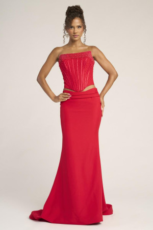 Portia and Scarlett PS26007 Long 2 Piece Dress with Tone On Tone Beading