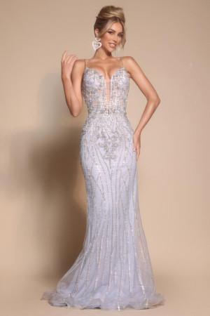 Portia and Scarlett PS26033 Beaded Lace Up Back Cruise Formal Gown
