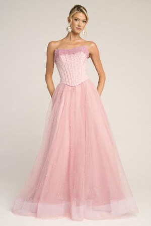Portia and Scarlett PS26034 Sheer Beaded Long Theater Dress