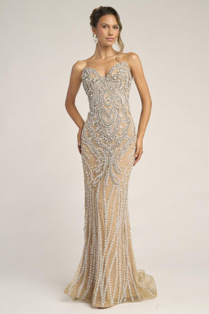 Portia and Scarlett PS26446C Intricately Beaded Sweetheart Formal Gown