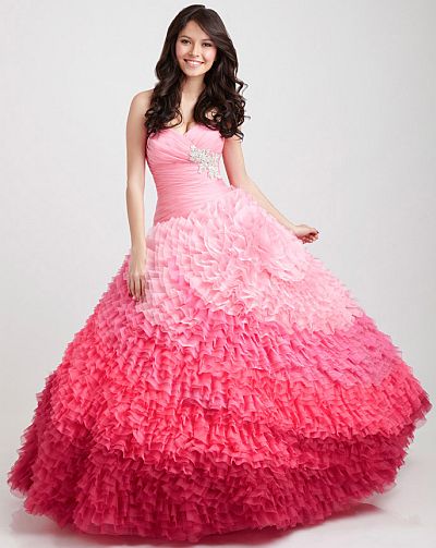 pink ombre quinceanera dress