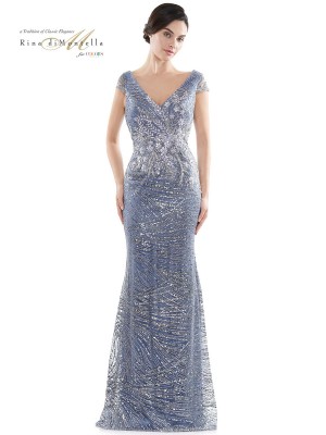 Rina Di Montella RD2723 Sparkling Silver Evening Gown