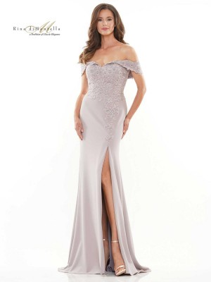 Rina Di Montella RD2728 Off Shoulder Draped Sleeve MOB Gown