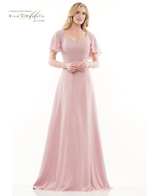 Rina Di Montella RD2907 Flutter Sleeve Mother of Bride Gown