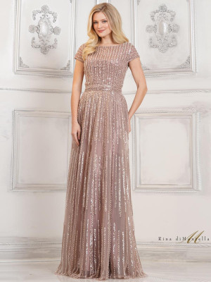 Rina Di Montella RD3101 Sheer Beaded Mother of Bride Gown