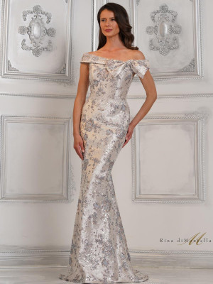 Rina Di Montella RD3106 Sophisticated Brocade Gown