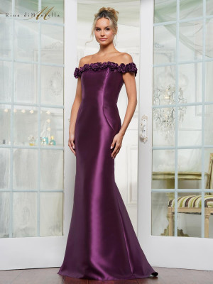 Rina Di Montella RD3205 Floral 3D Off Shoulder Gown