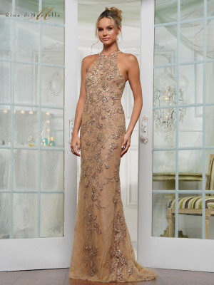 Rina Di Montella RD3247 High Neck Lace Mothers Gown