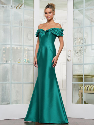 Rina Di Montella RD3254 Floral 3D Off Shoulder Gown