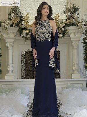 Rina di Montella RD3345 Long Mother Of The Bride Gown With Embroidery
