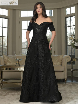Rina di Montella RD3359 Long Formal Evening Gown With Asymmetric Pleats