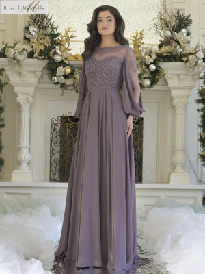 Rina di Montella RD3374 Long Formal Gown With Delicate Beading On Tulle