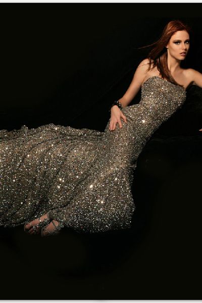 platinum evening gowns