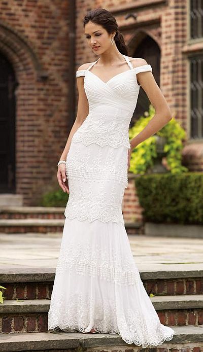 Destinations by Mon Cheri Lace Wedding Dress 110145: French Novelty