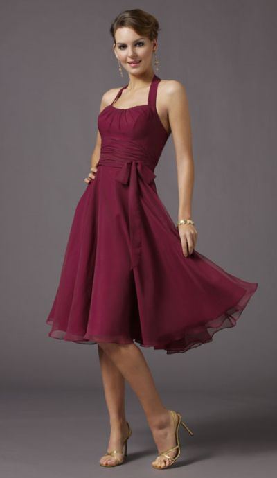 Chiffon Tea Length Wedding Dress 8