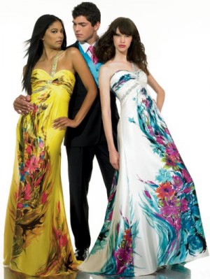 ME Prom Print Charmeuse Evening Dress BT1572