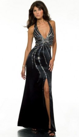 ME Prom Deep V Neck Halter Evening Dress PF1592