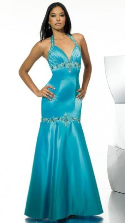 Val Stefani Satin Halter Evening Dress TP1692