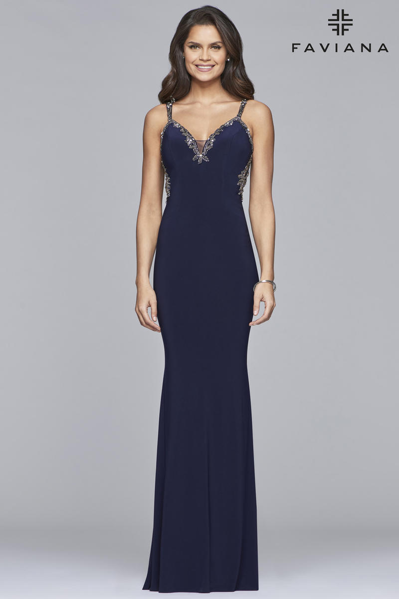 French Novelty: Faviana Glamour S10107 Fitted Gown with Beaded Lace