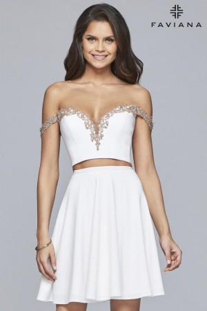 Faviana Glamour S10179 Off Shoulder Short 2 Piece Dress